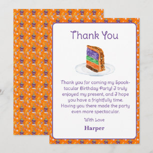 Invitation Gâteau d'anniversaire Halloween aquarelle Merci
