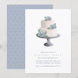 Invitation Gâteau d'anniversaire succulent pourpre