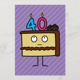 Invitation Gâteau de 40e anniversaire avec bougies glaçage au