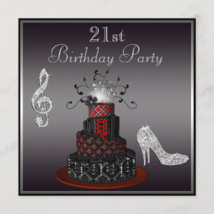 Invitation Gâteau de diva de disco, 21ème anniversaire de