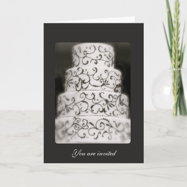 Invitation Gâteau de Mariage Élégant (Devant)