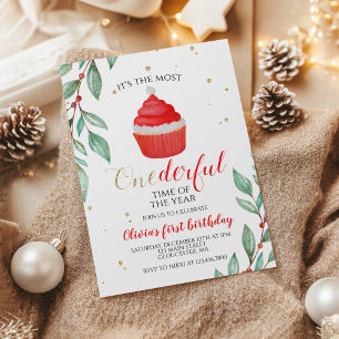 Invitation Gâteau De Noël Santa Incroyable Premier Anniversai