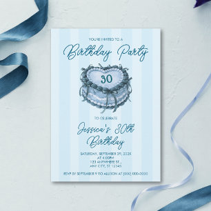 Invitation Gâteau en forme de cœur pour anniversaire Coquette