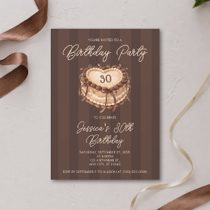 Invitation Gâteau en forme de cœur pour anniversaire Coquette