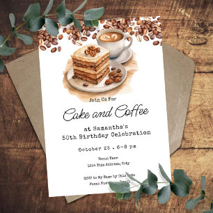 Invitation Gâteau et café 50e anniversaire adulte
