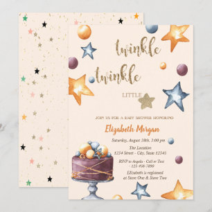 Invitation Gâteau Étoiles Twinkle Little Star Shower de Bébé