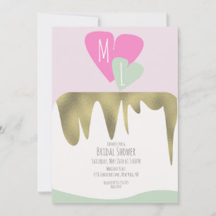 Invitation Gâteau Faux Or Monogrammé Baby Shower Mariage