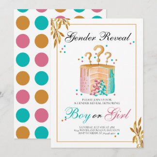 Invitation Gâteau garçon ou fille Révélation de genre