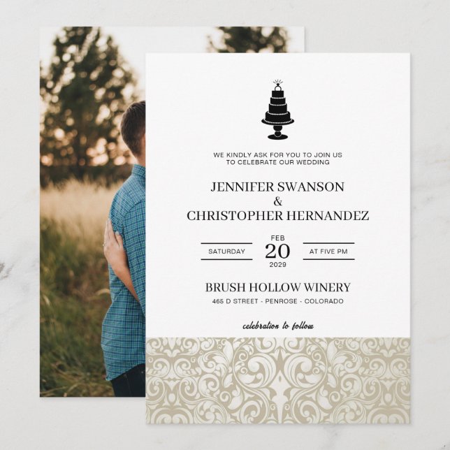 Invitation Gâteau mariage (Devant / Derrière)
