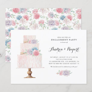 Invitation Gâteau rose vif Succulents Partie d'engagement