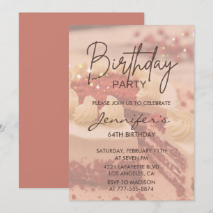Invitation Gâteau simple moderne élégant 64e anniversaire