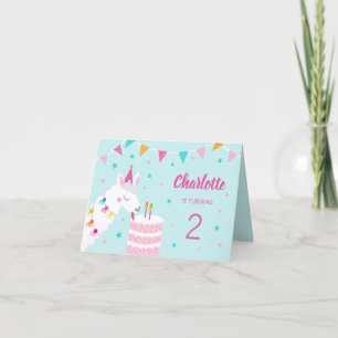 Invitation Gâteau tout Llama Fun 2e anniversaire Aqua