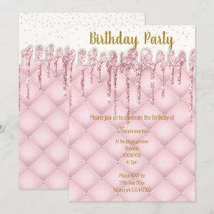 INVITATION GÂTEAU TUFÉ ROSE BLANC TOUTE OCCASION ANNIVERSAIRE
