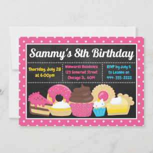 Invitation Gâteaux amusants et fêtes d'anniversaire
