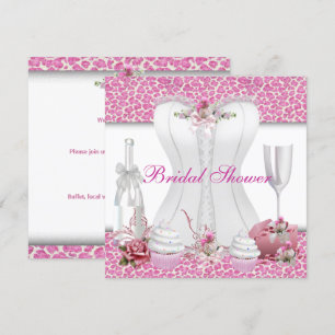 Invitation Gâteaux blancs roses de douche de mariée Champagne