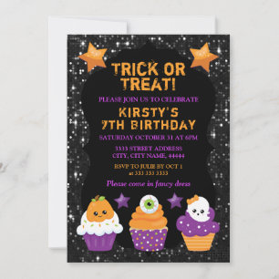 Invitation Gâteaux d'anniversaire Kawaii Halloween