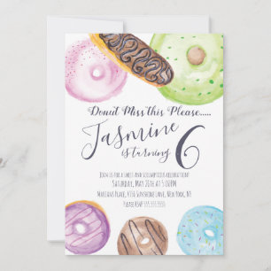Invitation Gâteaux Donuts Éclairs Aquarelle Fête Anniversaire