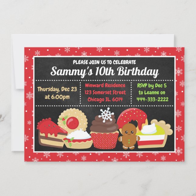 Invitation gâteaux et biscuits de Noël festifs Anniversaire (Devant)