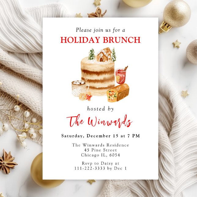 Invitation Gâteaux et boissons de Noël Brunch de vacances (Créateur téléchargé)