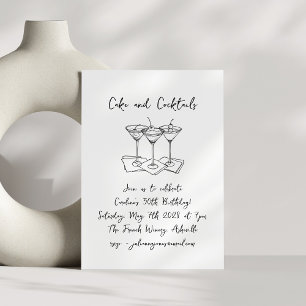 Invitation Gâteaux manuscrits cocktails gribouillages fête d'