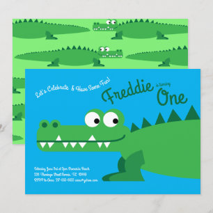 Invitation Gator Alligator Crocodile Enfants 1er fête d'anniv