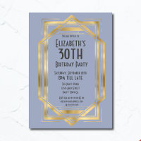 Gatsby 1920 Art Déco Bleu | Or 30e Anniversaire