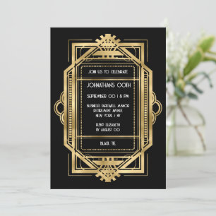 Invitation Gatsby art déco cadre or do-it-yourself fête photo