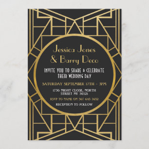 Invitation Gatsby Art déco des années 1920 Great 20's Wedding