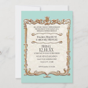 Invitation Gatsby Art Déco Nouveau dentelle Faux Gold Tulip