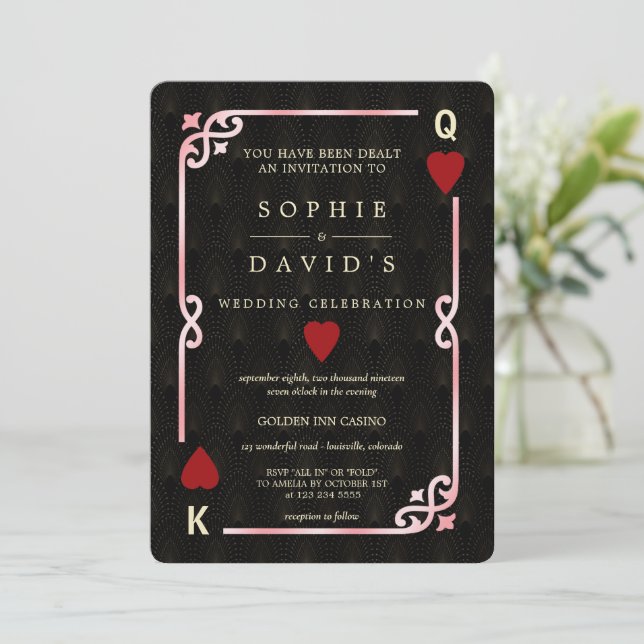 Invitation Gatsby Casino Las Vegas Pink Black Poker Mariage (Debout devant)