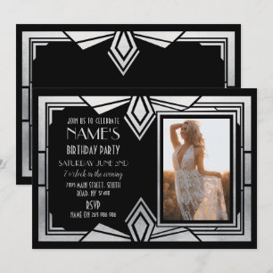 invitation Gatsby de photo de fête d'anniversaire
