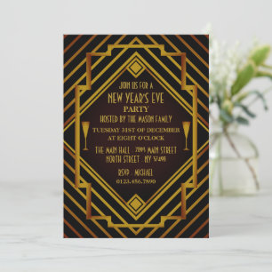 Invitation Gatsby Gold 1920's New Year Party
