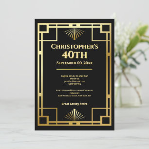 Invitation Gatsby Moody Fête d'anniversaire Art déco pour ses