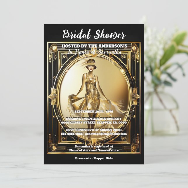 Invitation Gatsby noir or flapper fille brillant glam des ann (Debout devant)
