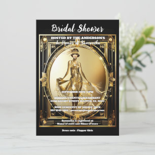 Invitation Gatsby noir or flapper fille brillant glam des ann