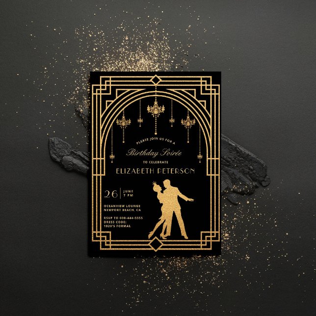 Invitation Gatsby Roaring 20s Chandeliers Déco Anniversaire d (gatsby party invitation roaring twenties 1920s art deco nouveau arch chandeliers business corporate)