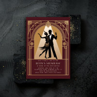 Gatsby Speakeasy 1920 Déco Gold Burgundy Anniversa