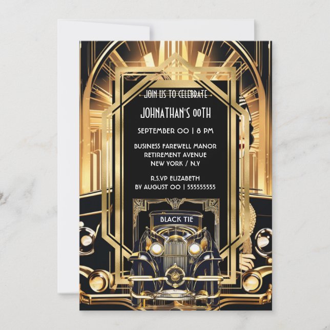 Invitation Gatsby thème des années 1920 do-it-yourself photo  (Devant)