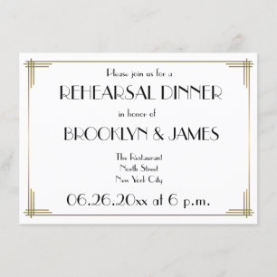 Invitation Gatsby White Art Déco Mariages de répétition Invit