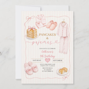 Invitation Gaufres Coquettes et Pyjamas Fête d'anniversaire p