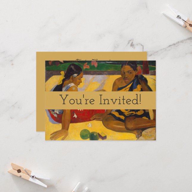 Invitation Gauguin Polynésie Française Tahiti Femmes Peinture (Devant/Arrière en situation)