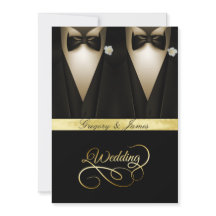 Gay Mariage Tuxedos White Roses Gold Foil
