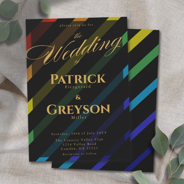 Invitation Gay Men Wedding Elegant Rainbow (Créateur téléchargé)