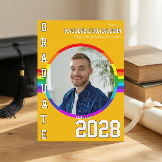 Invitation Gay Student Pride Rainbow Graduation Announcement 
