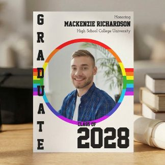 Invitation Gay Student Pride Rainbow Graduation Announcement 