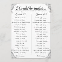 Gay Wedding shower Jeu, Voudrait-Il Plutôt