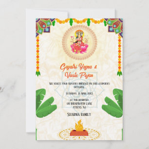 Invitation Gayatri Yagna Vastu Pujan Floral indien hindou
