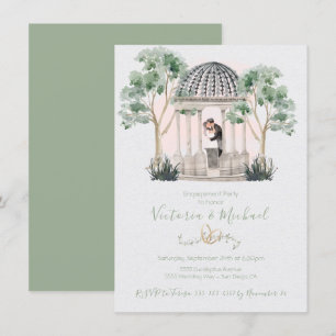 Invitation Gazebo aquarelle avec mariée et mariée eucalyptus