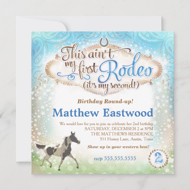 Invitation GC Boy This Ain't My First Rodeo 2e anniversaire (Devant)