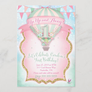 Invitation GC Hot Air Balloon Premier anniversaire Caroline